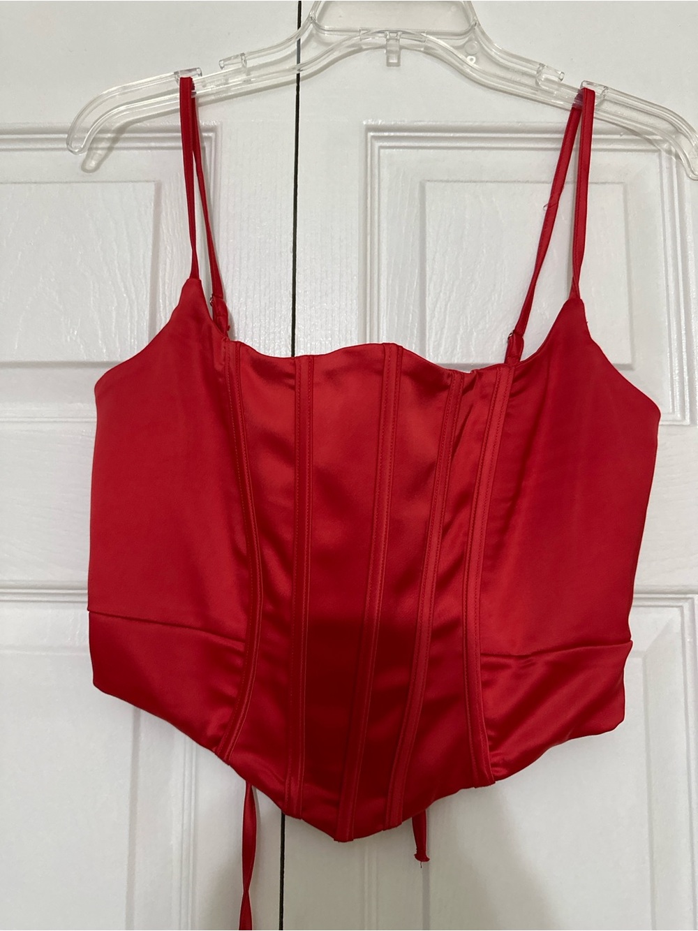Red Satin Bandeau Corset Top - Women's Intimates